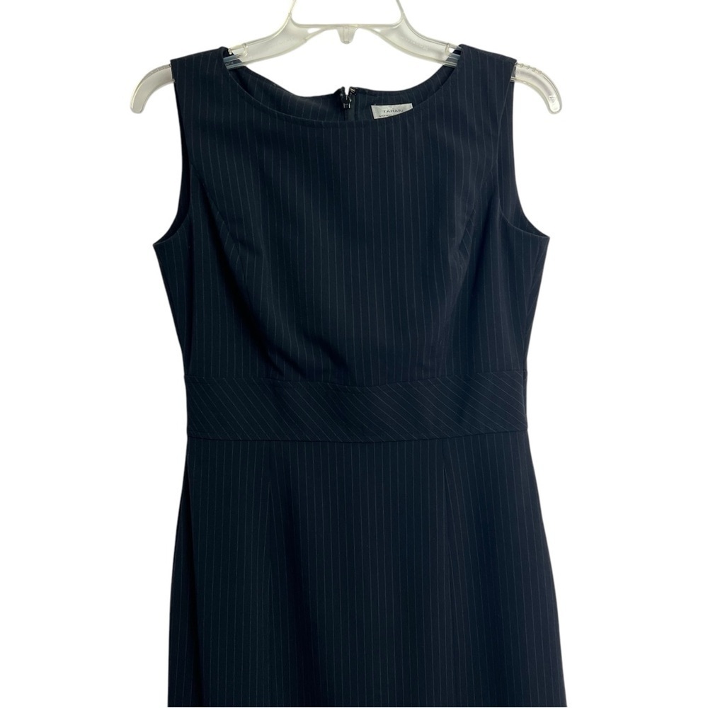 Tahari Women’s Career Business Women’s Dress Sz 4 Very Dark Blue Pin Striped - Picture 2 of 14